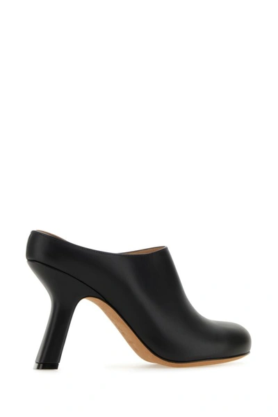Loewe Heel Curve Toe Round Mules In Black