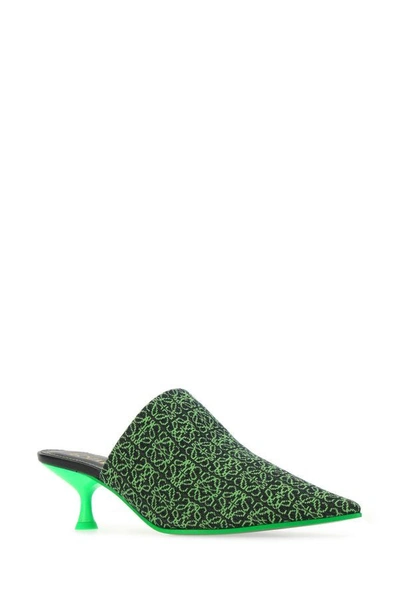 Shop Loewe Woman Embroidered Fabric Pointy Mules In Multicolor