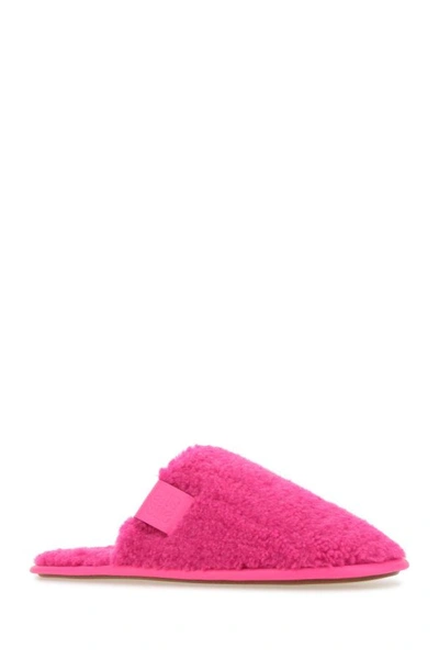 Shop Loewe Woman Fluo Pink Pile Slippers