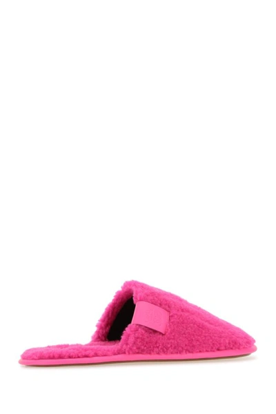 Shop Loewe Woman Fluo Pink Pile Slippers