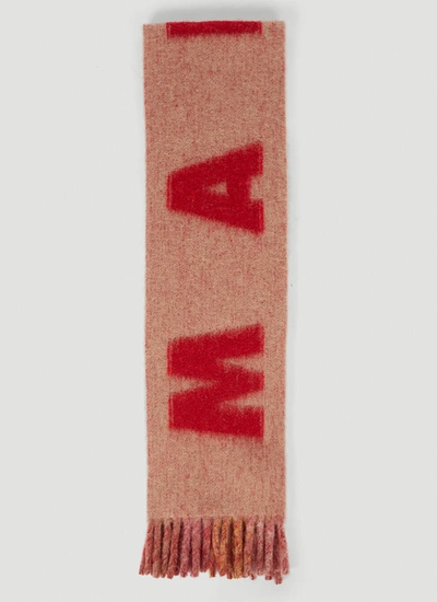 Shop Marni Men Maxi-logo Mohair And Wool Scarf In Pink