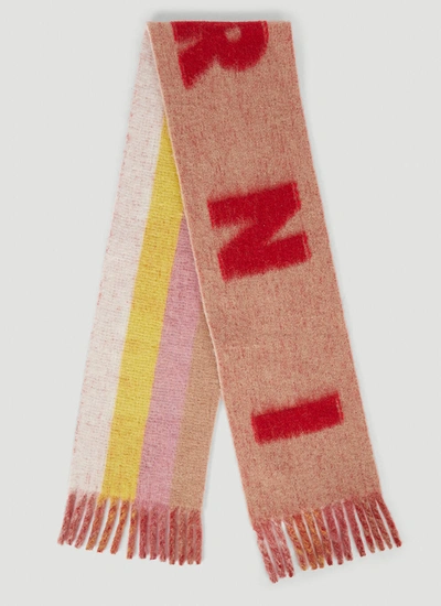 Shop Marni Men Maxi-logo Mohair And Wool Scarf In Pink