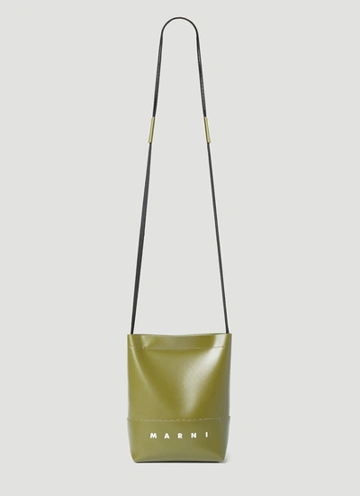 Shop Marni Men Shoelace Strap Crossbody Bag In Green
