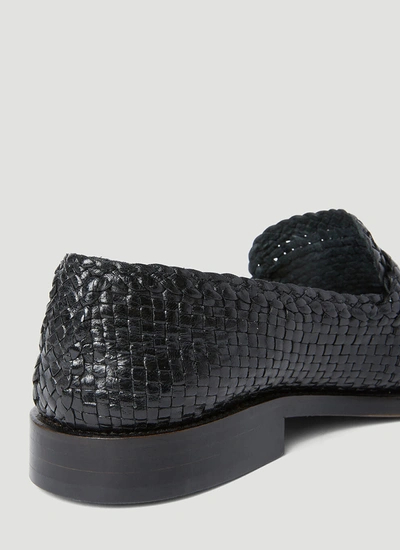 Shop Marni Women Woven Leather Bambi Loafers In Black