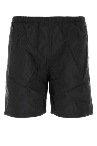Shop Prada Man Black Nylon Swimming Shorts