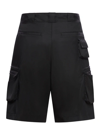Shop Prada Men Cargo Shorts With Triangle Plate In Black