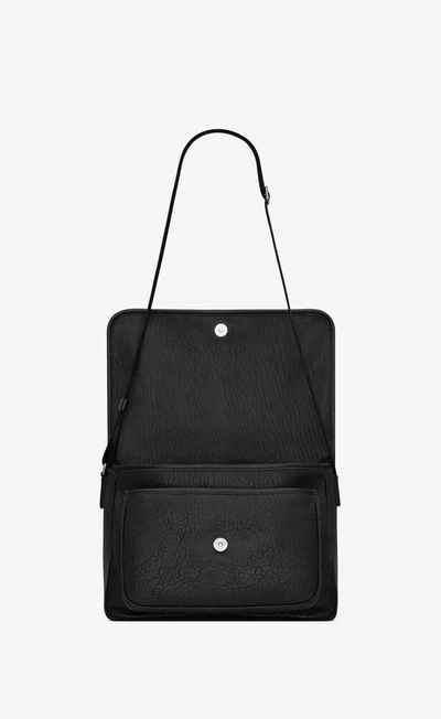 Shop Saint Laurent Men Niki Leather Messenger Bag In Black