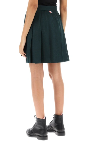 Shop Thom Browne Flannel Mini Pleated Skirt Women In Green