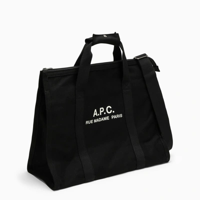 Shop Apc A.p.c. Black Cotton Shopping Bag With Logo