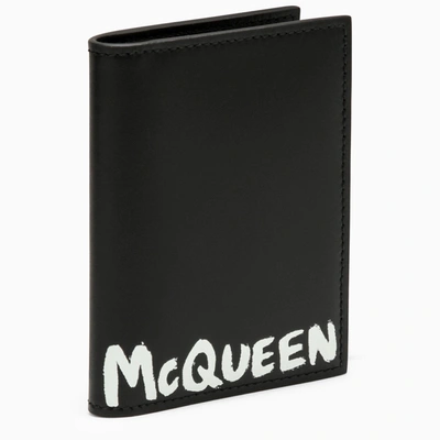 Shop Alexander Mcqueen Alexander Mc Queen Black Leather Card Holder With Logo