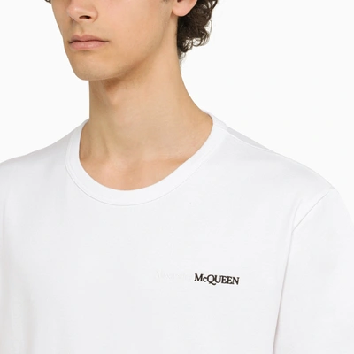 Shop Alexander Mcqueen Alexander Mc Queen White T Shirt With Logo Embroidery