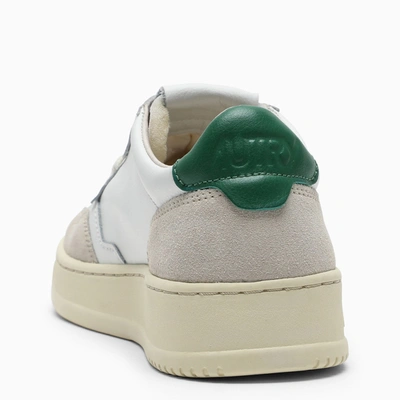 Shop Autry Medalist Sneakers In White/green Leather And Suede