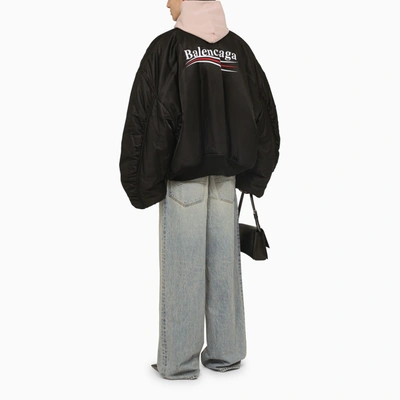 Shop Balenciaga Black Oversize Nylon Bomber Jacket