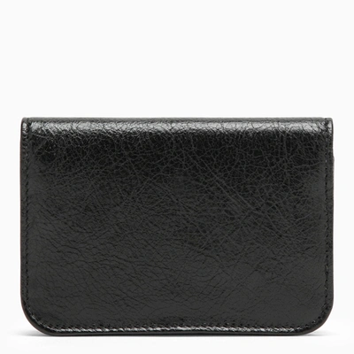 Shop Balenciaga Monaco Black Leather Card Case With Logo