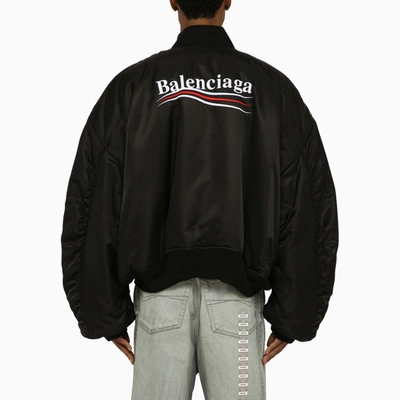 Shop Balenciaga Varsity Jacket Political Campaign Black Nylon