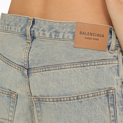 Shop Balenciaga Wide Leg Washed Denim Jeans