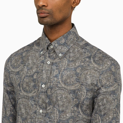 Shop Brunello Cucinelli Linen Shirt With Paisley Print