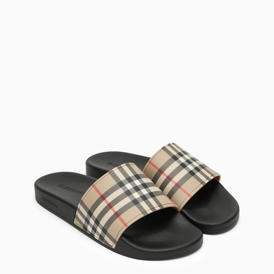 Shop Burberry Beige Slipper With Check Motif