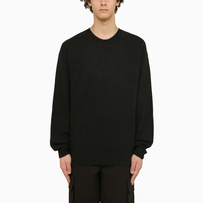 Shop Burberry Black Wool Crewneck Pullover