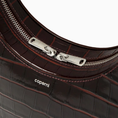 Shop Coperni Croco Swipe Bag Brown Leather