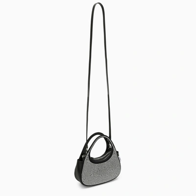 Shop Coperni Micro Baguette Swipe Black Bag With Crystals In Leather