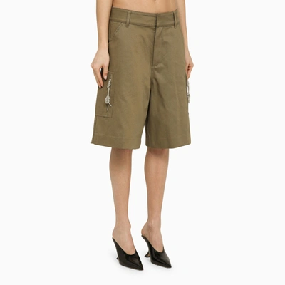 Shop Darkpark Nina Military Green Cotton Cargo Shorts
