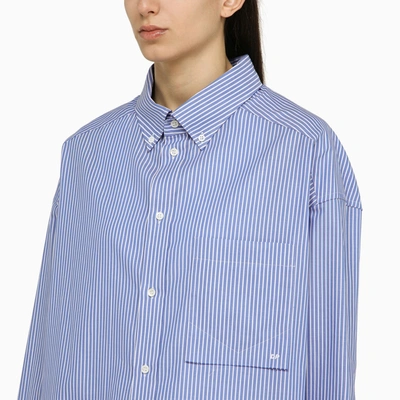 Shop Darkpark Blue/white Striped Cotton Button Down Shirt