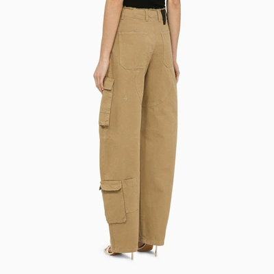 Shop Darkpark Rosalind Cotton Beige Cargo Trousers