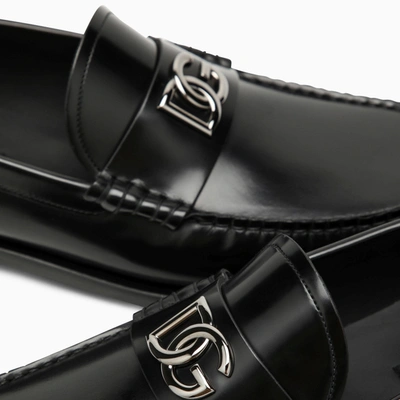 Shop Dolce & Gabbana Dolce&gabbana Black Leather Loafer With Logo