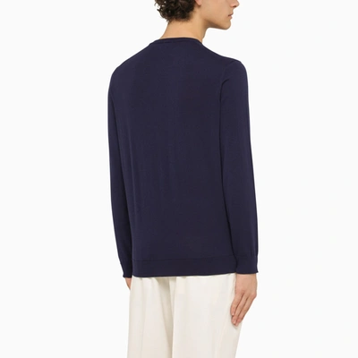 Shop Drumohr Blue Cotton Crewneck Sweater