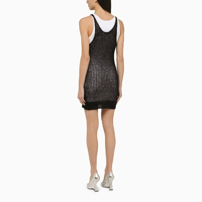 Shop Dsquared2 Black Perforated Mohair Blend Mini Dress