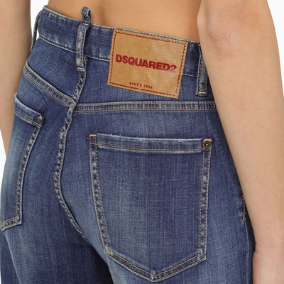 Shop Dsquared2 Navy Blue Washed Denim Jeans