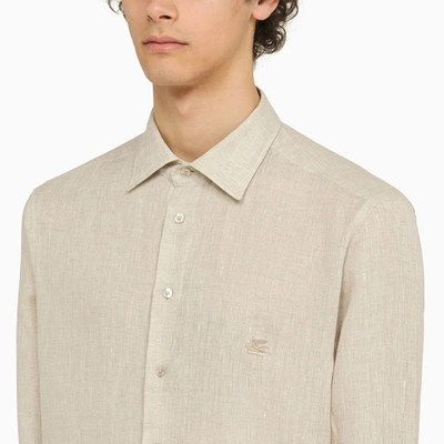 Shop Etro Ivory Linen Shirt