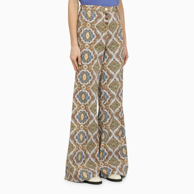 Shop Etro Multicoloured Cotton Wide Leg Trousers