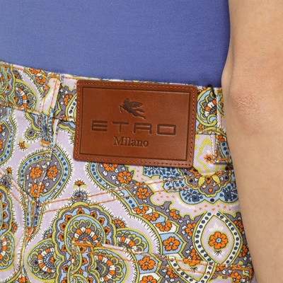 Shop Etro Multicoloured Cotton Wide Leg Trousers