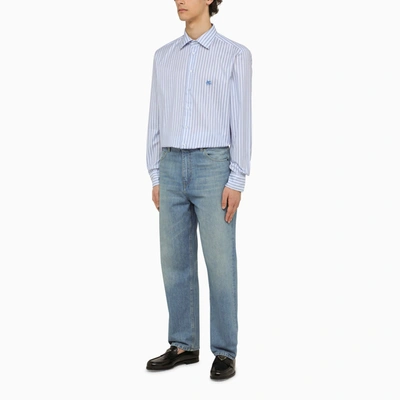 Shop Etro White/light Blue Striped Long Sleeved Shirt