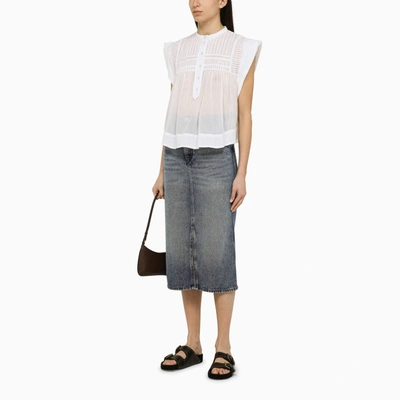 Shop Isabel Marant Blue Denim Midi Skirt
