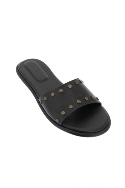 Shop Isabel Marant Leather Vikee Slides