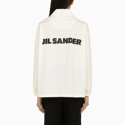 Shop Jil Sander White Shirt Jacket With Logo