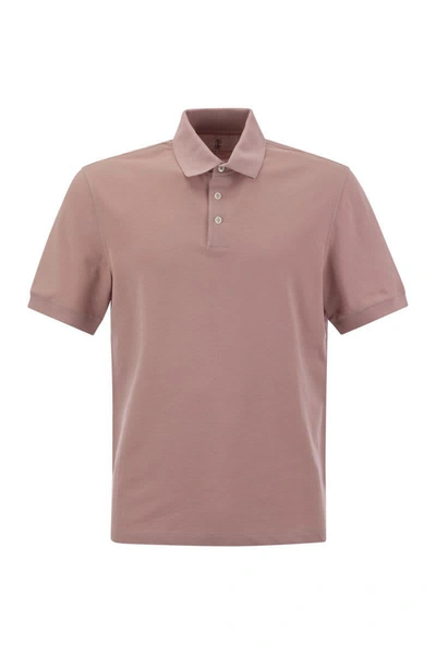 Shop Brunello Cucinelli Cotton Jersey Polo Shirt In Pink