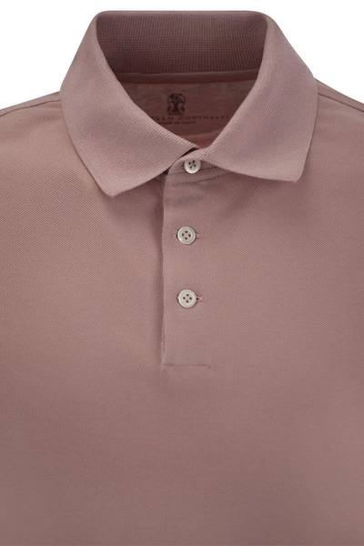 Shop Brunello Cucinelli Cotton Jersey Polo Shirt In Pink
