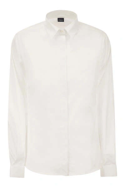 Shop Fay Italian Neck Shirt In White