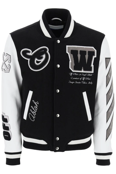 Shop Off-white Off White Lea Varsity Bomber Jacket
