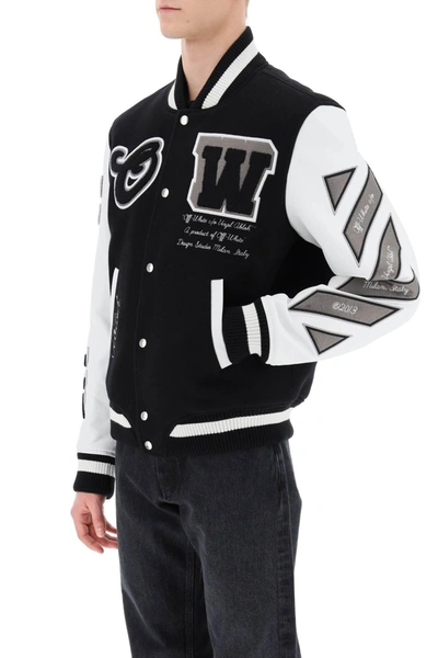 Shop Off-white Off White Lea Varsity Bomber Jacket