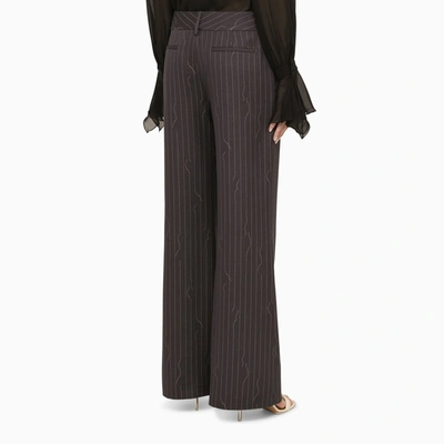 Shop Off-white Off White™ Grey Pinstripe Wool Blend Palazzo Trousers