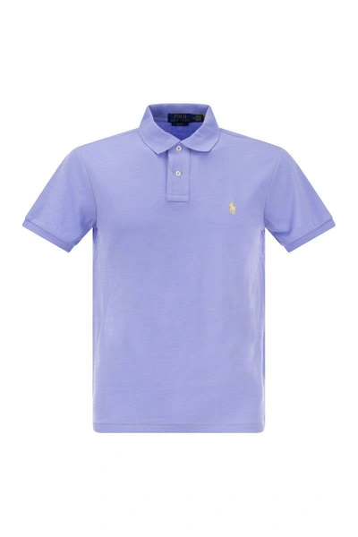 Shop Polo Ralph Lauren Slim-fit Pique Polo Shirt In Blue