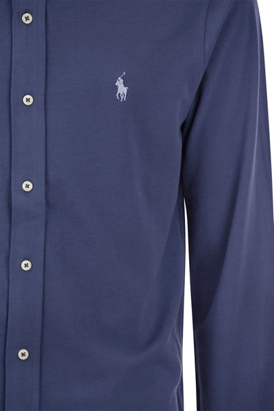 Shop Polo Ralph Lauren Ultralight Pique Shirt In Avio