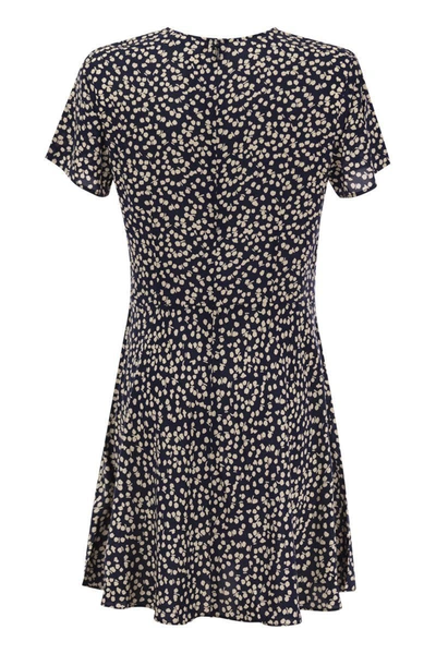 Shop Polo Ralph Lauren Viscose Dress With Micro Pattern In Blue