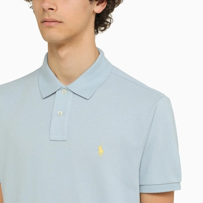 Shop Polo Ralph Lauren Alpine Blue Piqué Polo Shirt With Logo