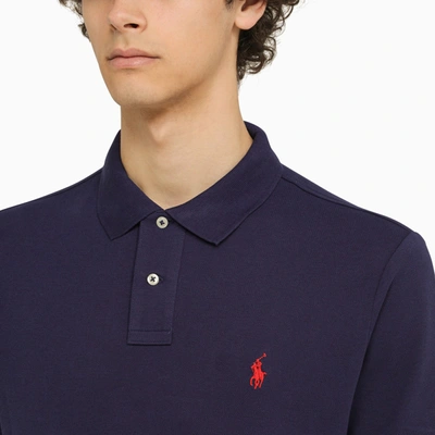 Shop Polo Ralph Lauren Newport Navy Piqué Polo Shirt With Logo